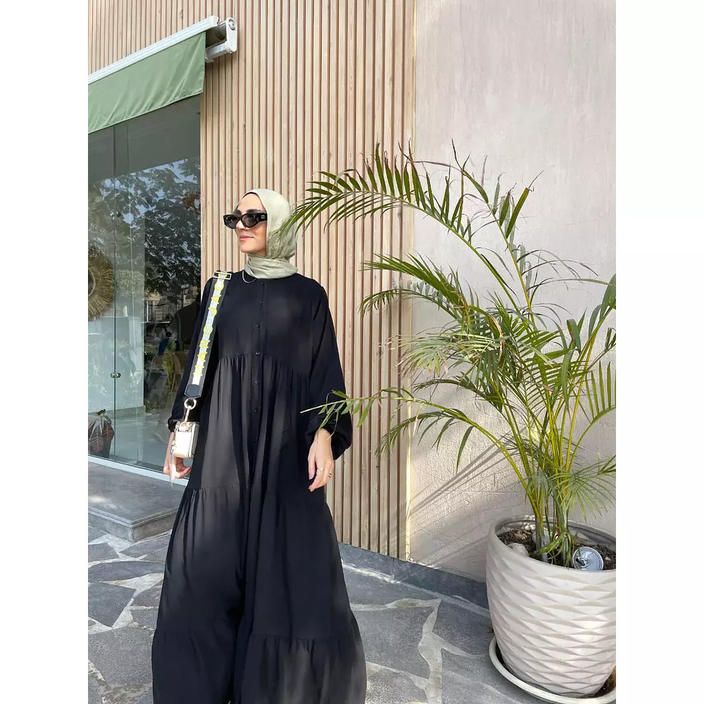 Layered buttoned Abaya