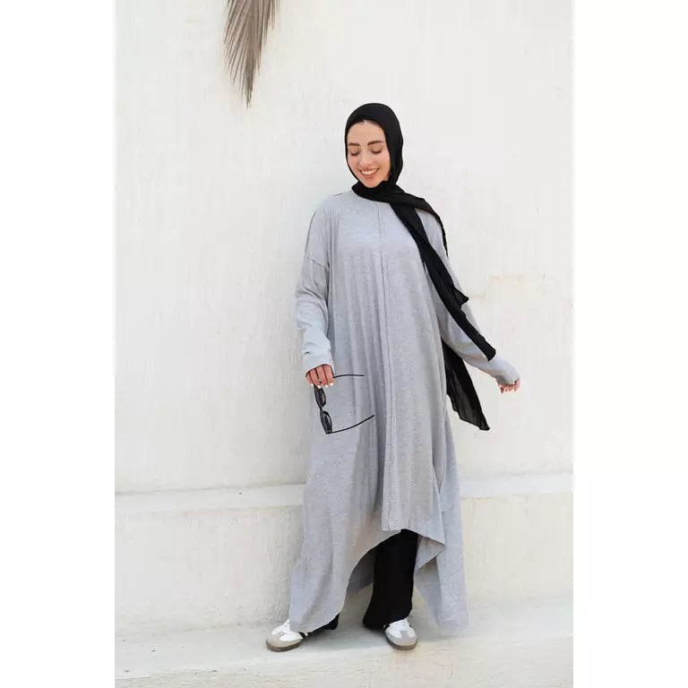 Gray High Low Lycra Top