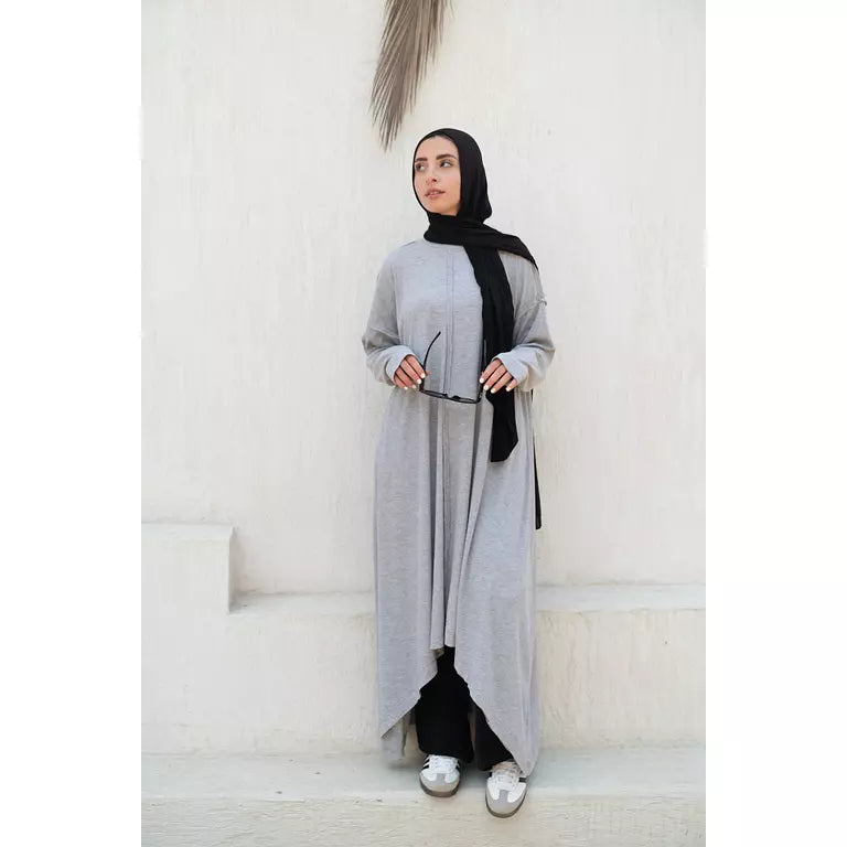 Gray High Low Lycra Top