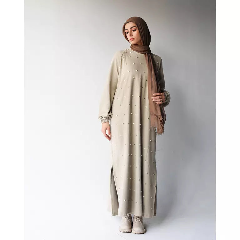 Pearl Wool Dress In Crème