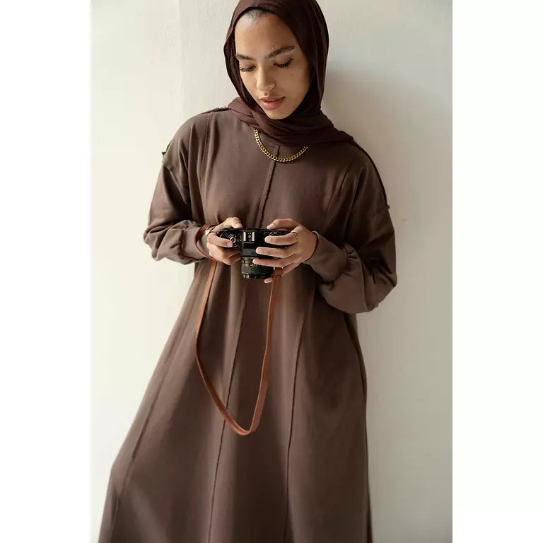 Seamline Dress in Taupe Brown