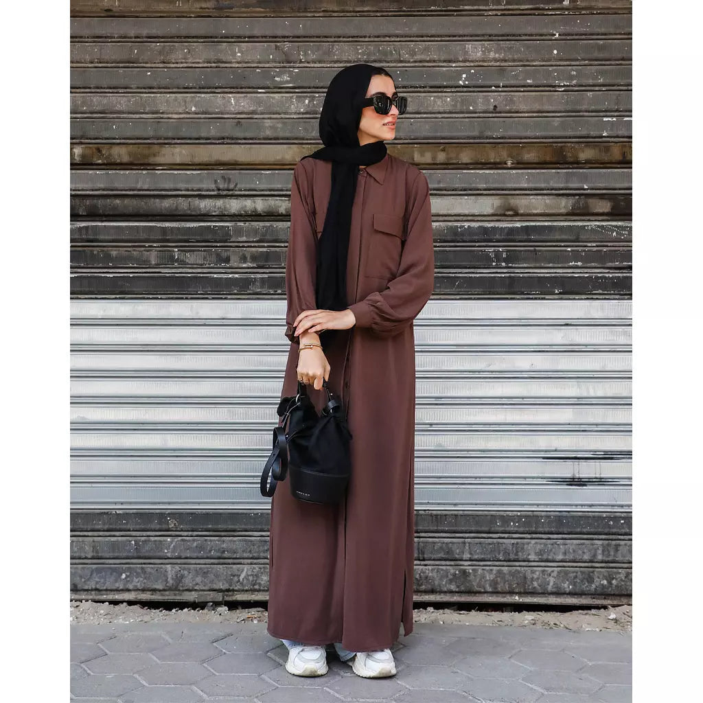 Brown Basic Crepe Shirt