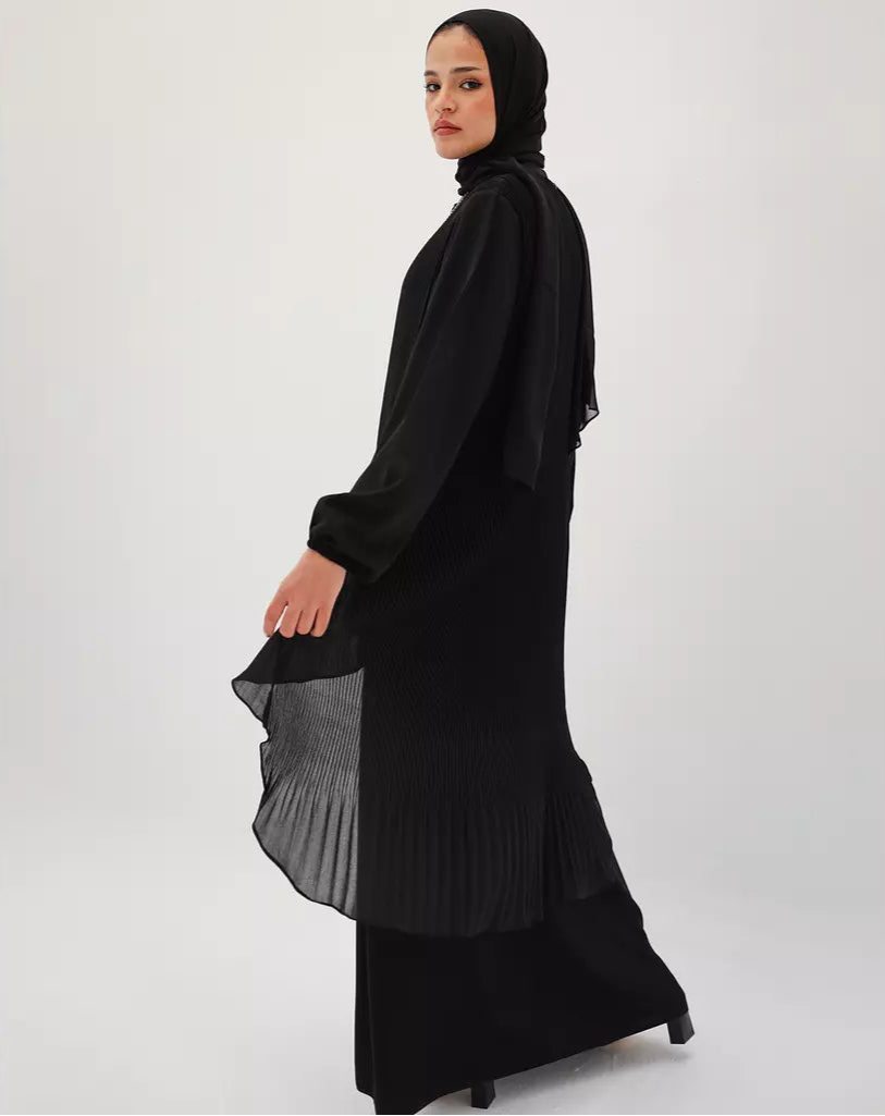 Pleated Chiffon High Low Abaya