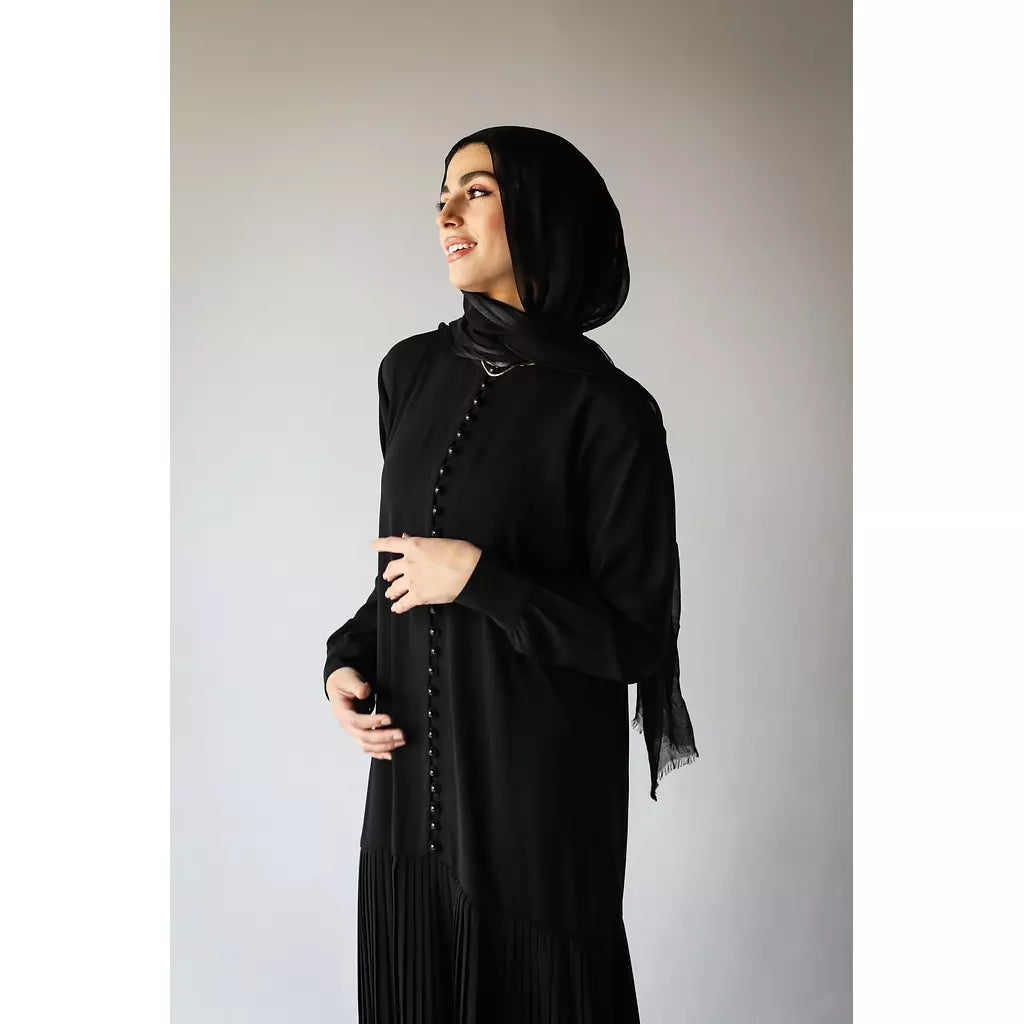 Buttoned Pleated Abaya