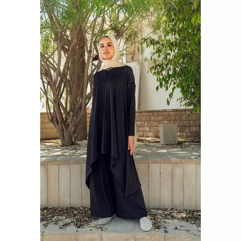 Ribbed Cotton Set in Black