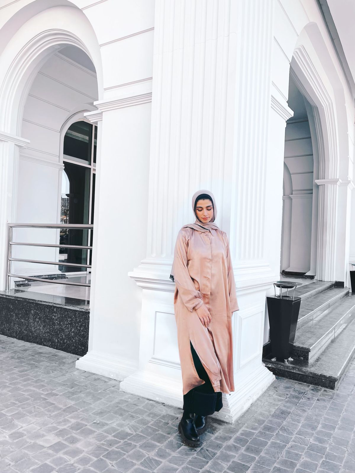 Tan Beige Satin Midi Shirt Dress