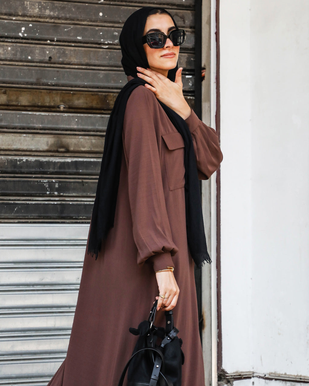 Brown Basic Crepe Shirt
