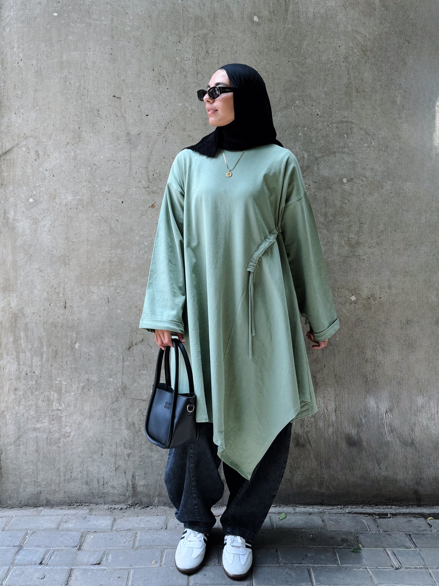 Breeze Drawstring Top In Earthy Olive