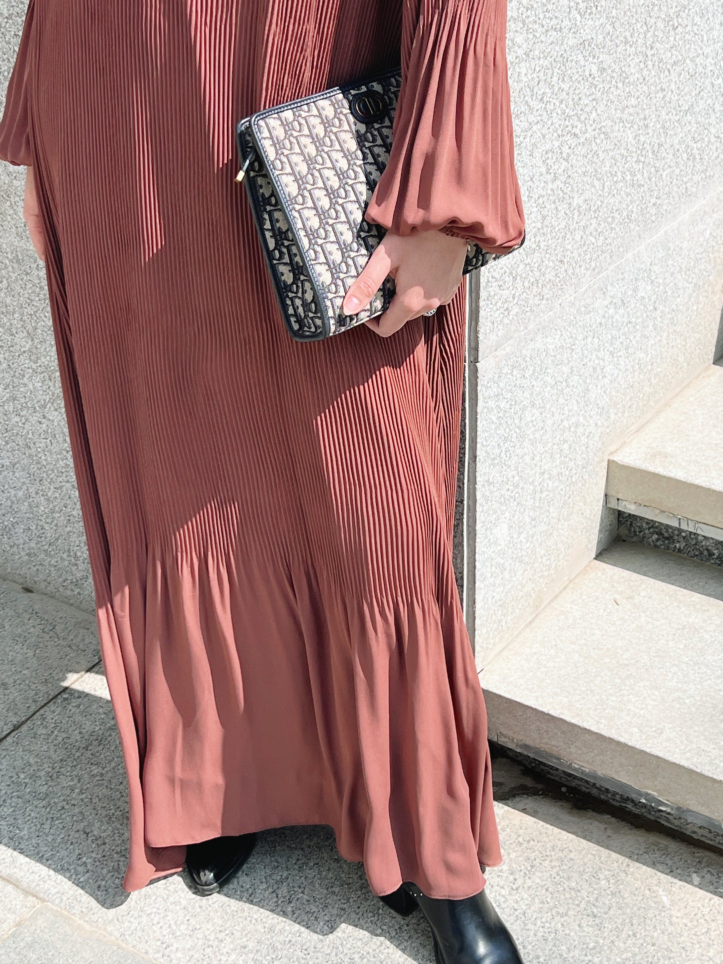 Dreamy Swirl Dress In Brick Red