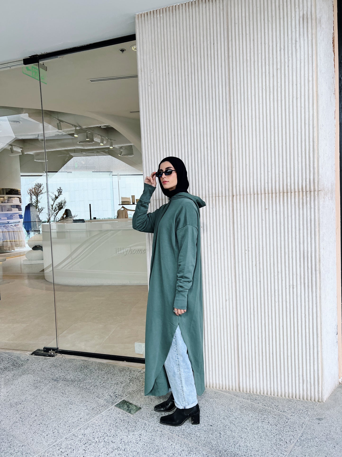 Rounded Hoodie In Green