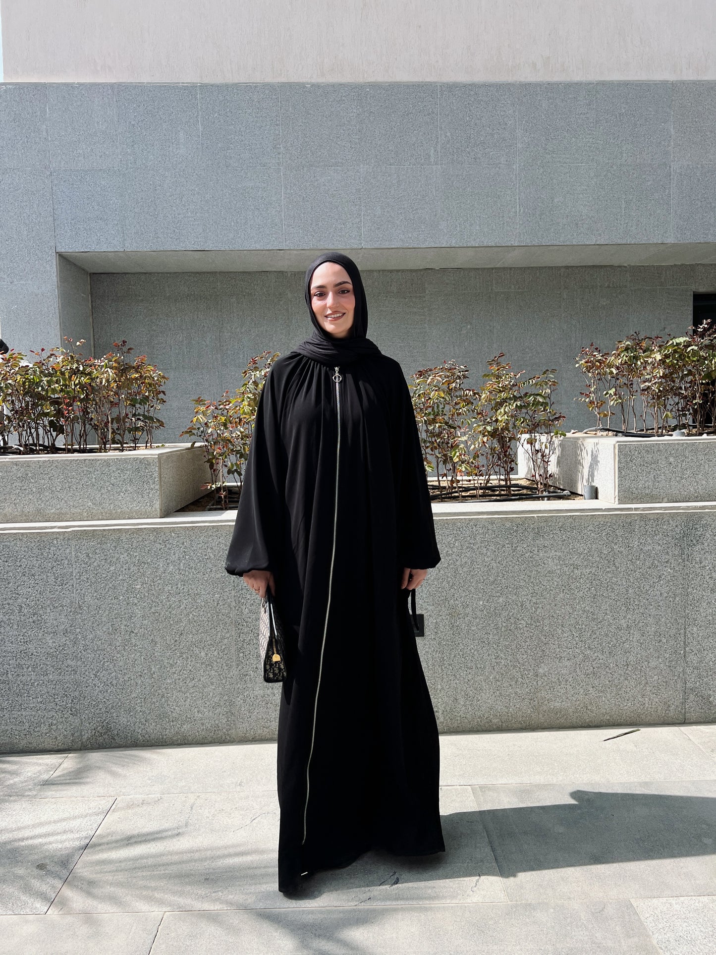 Full Zipper Gather Abaya