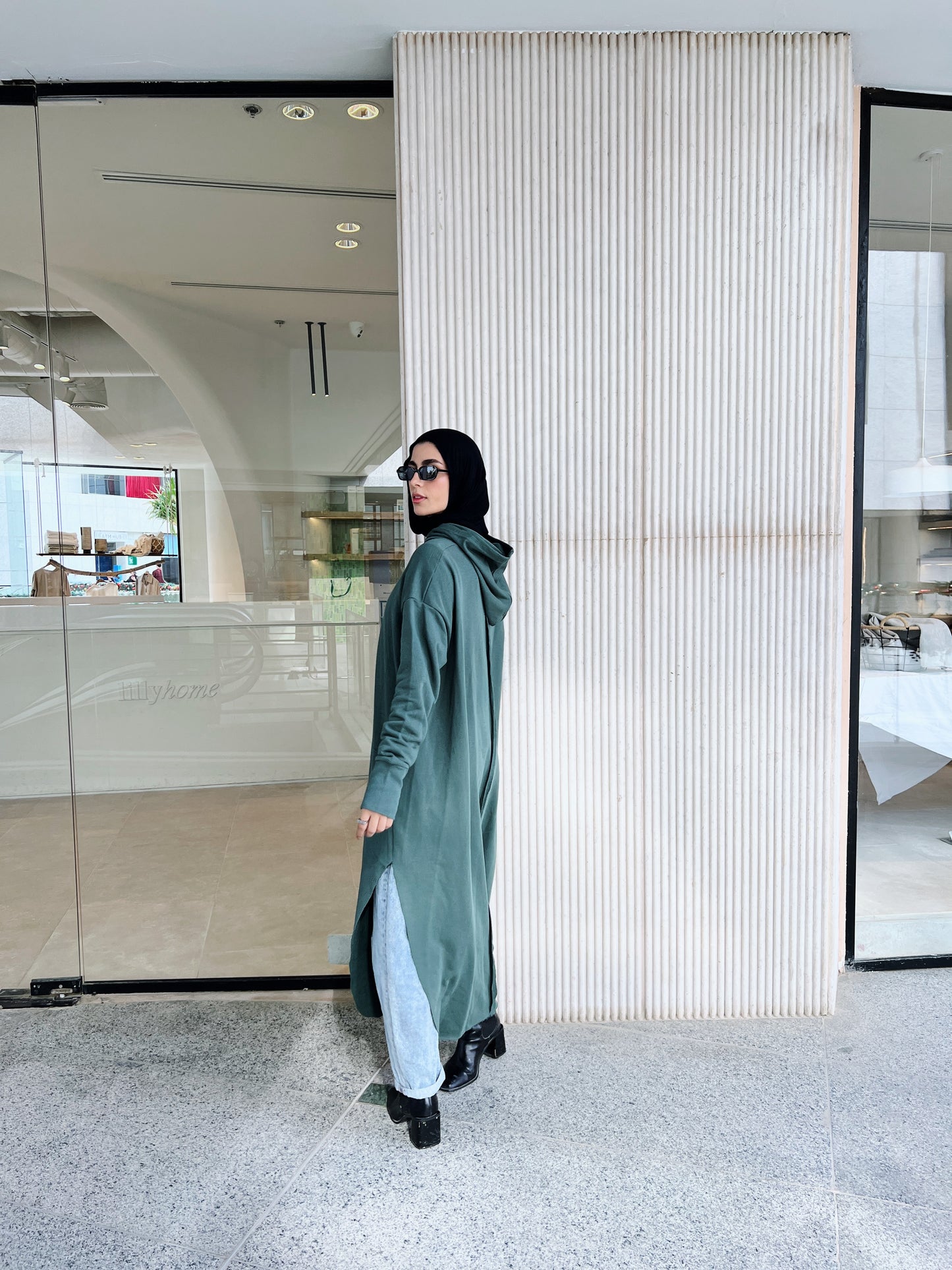 Rounded Hoodie In Green