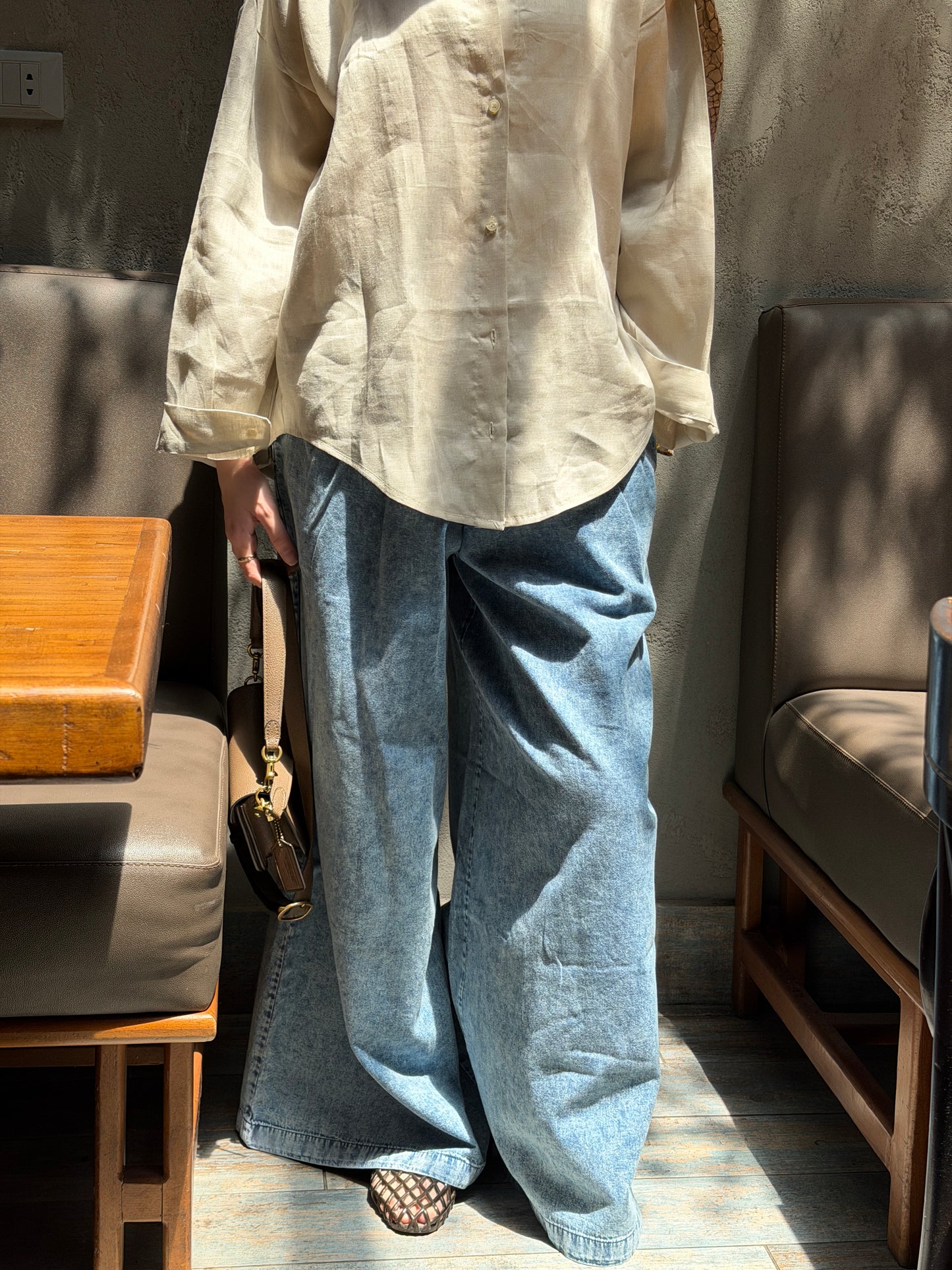 Wide Leg Light Denim Pants
