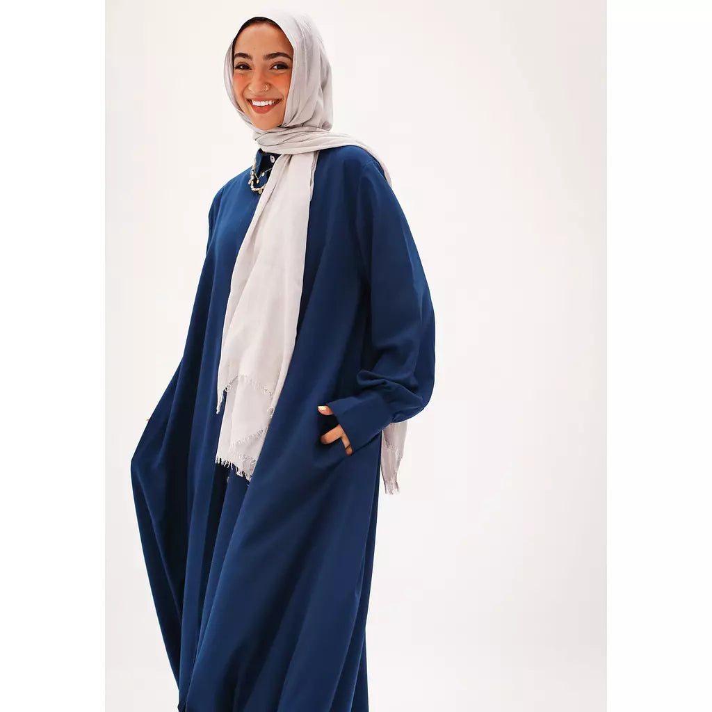 9-5 Elegance Shirt Dress In Navy Blue