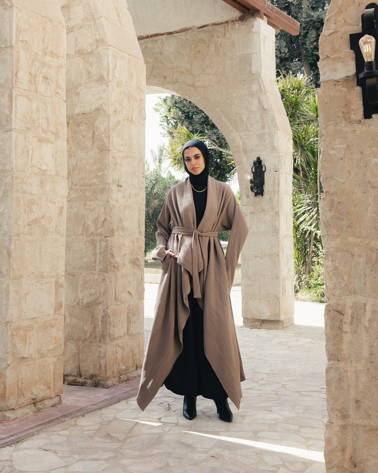 The Pleated Grace Kaftan In Mocha