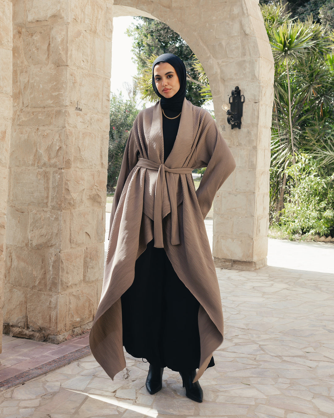 The Pleated Grace Kaftan In Mocha