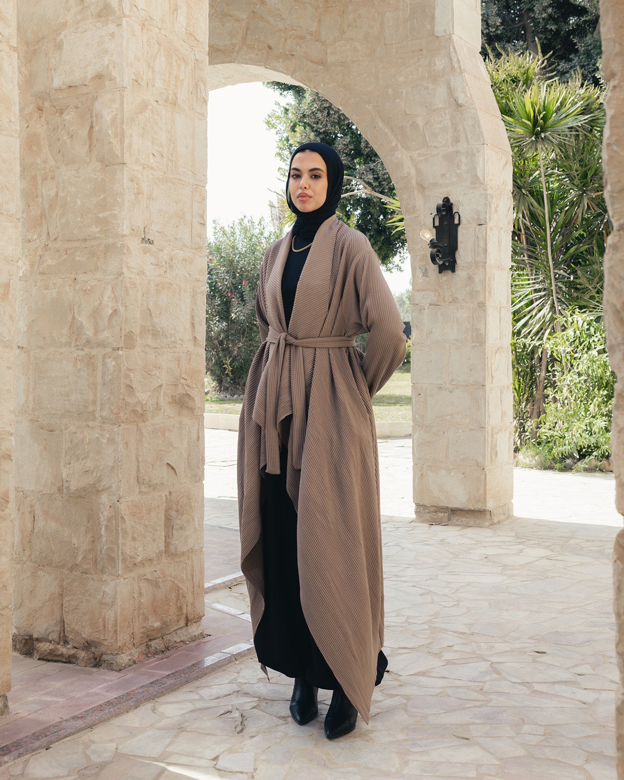 The Pleated Grace Kaftan In Mocha