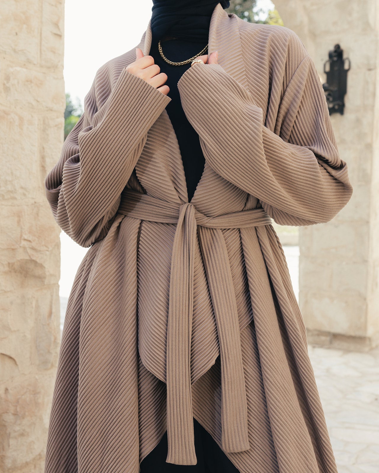 The Pleated Grace Kaftan In Mocha