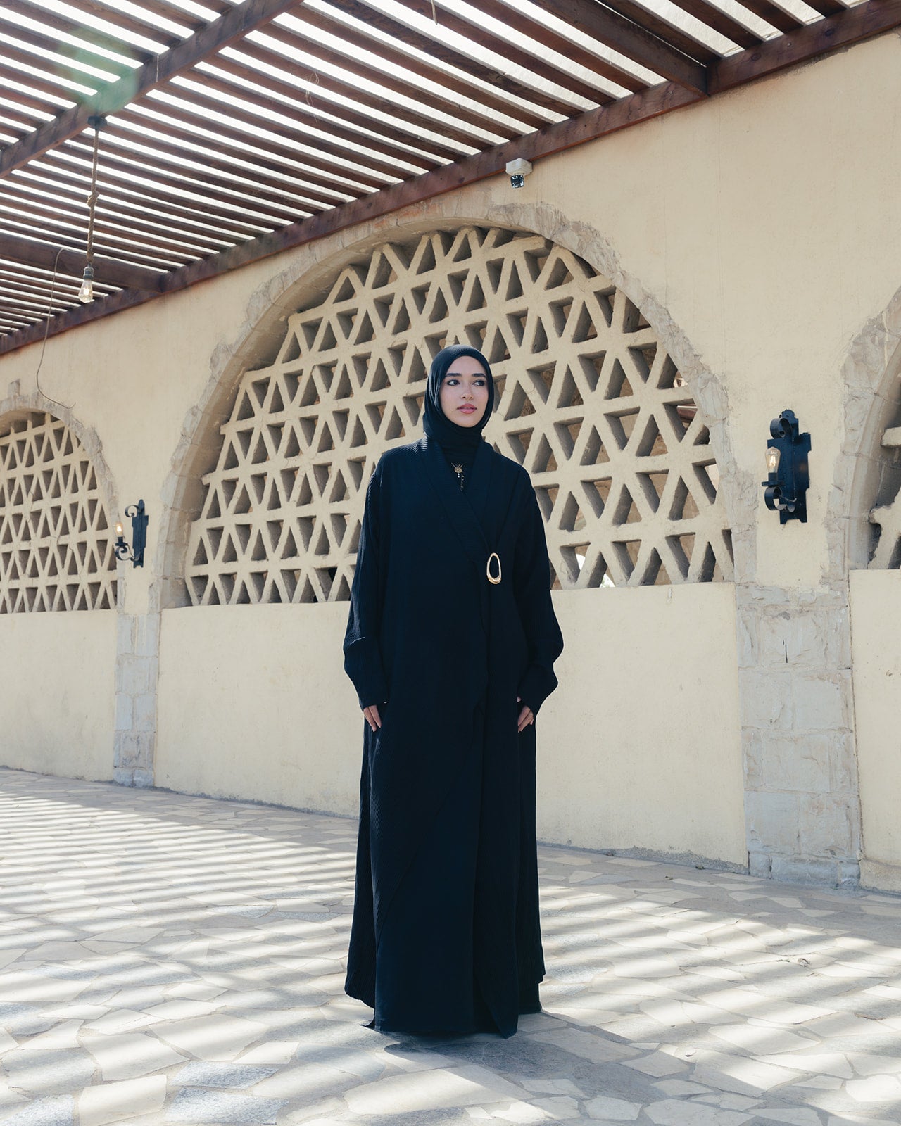 The Pleated Grace Kaftan In Black