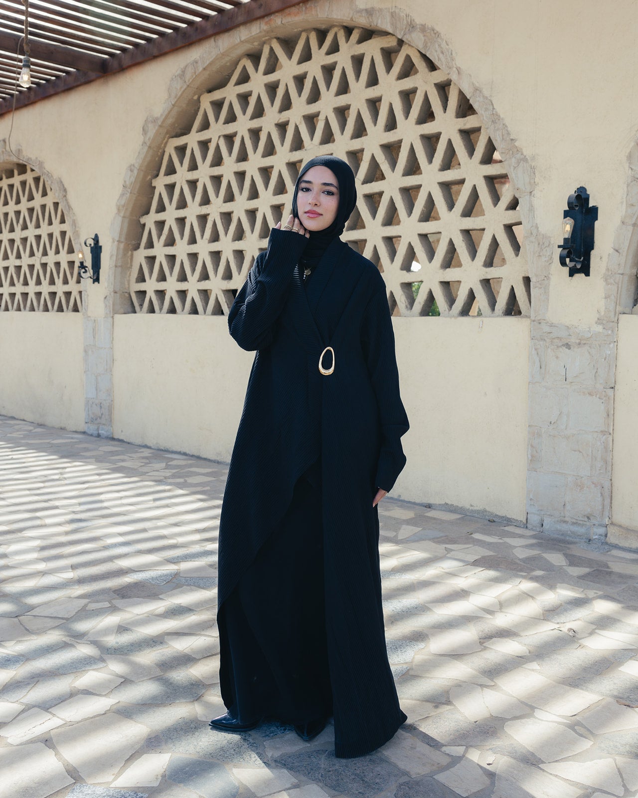 The Pleated Grace Kaftan In Black