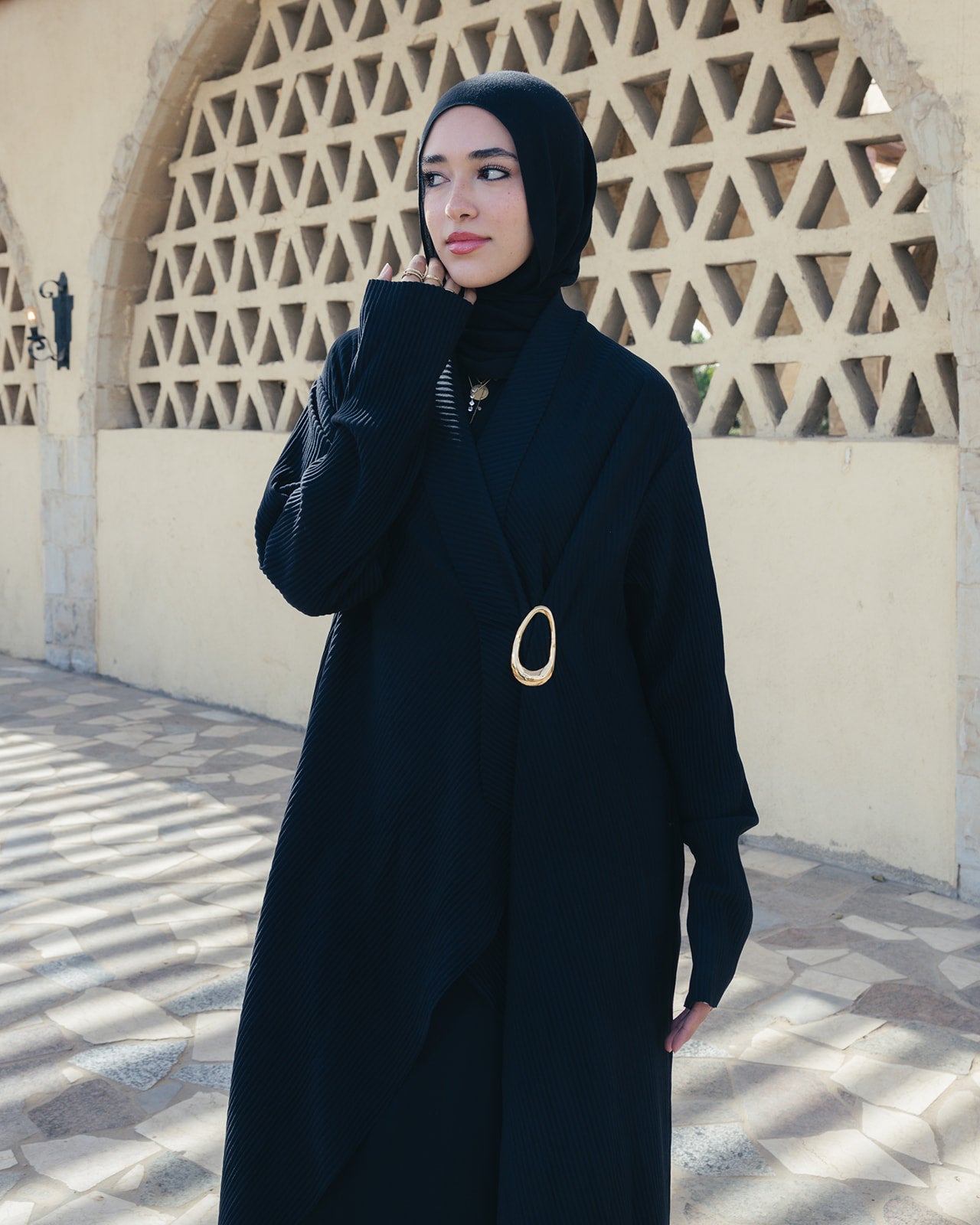 The Pleated Grace Kaftan In Black