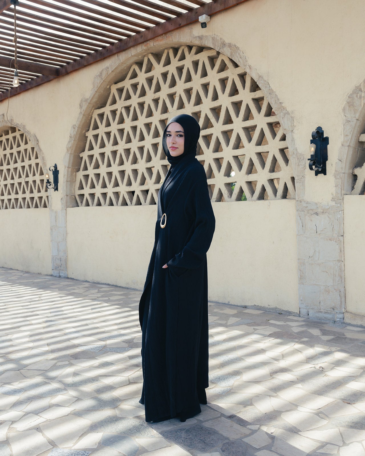 The Pleated Grace Kaftan In Black