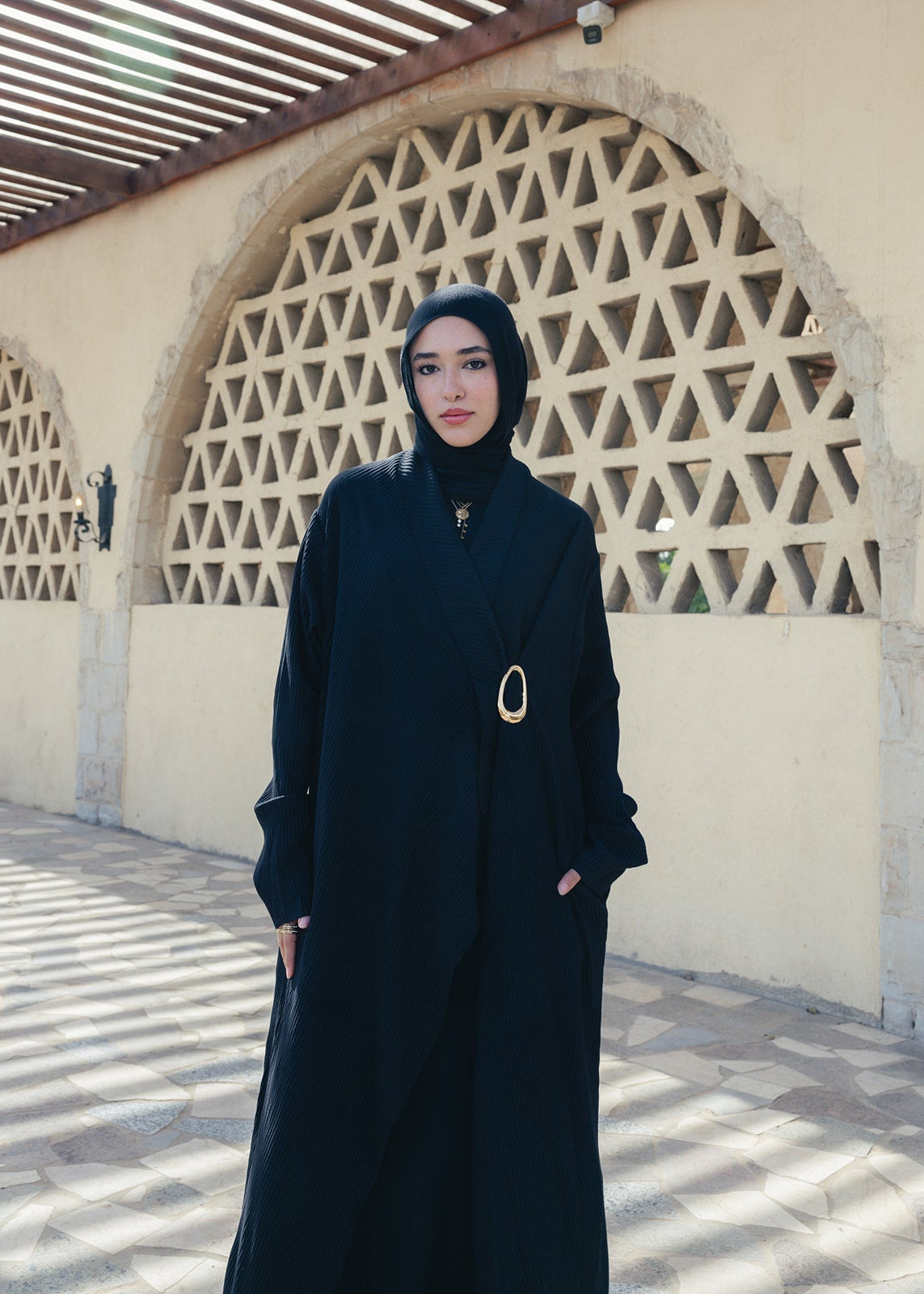 The Pleated Grace Kaftan In Black