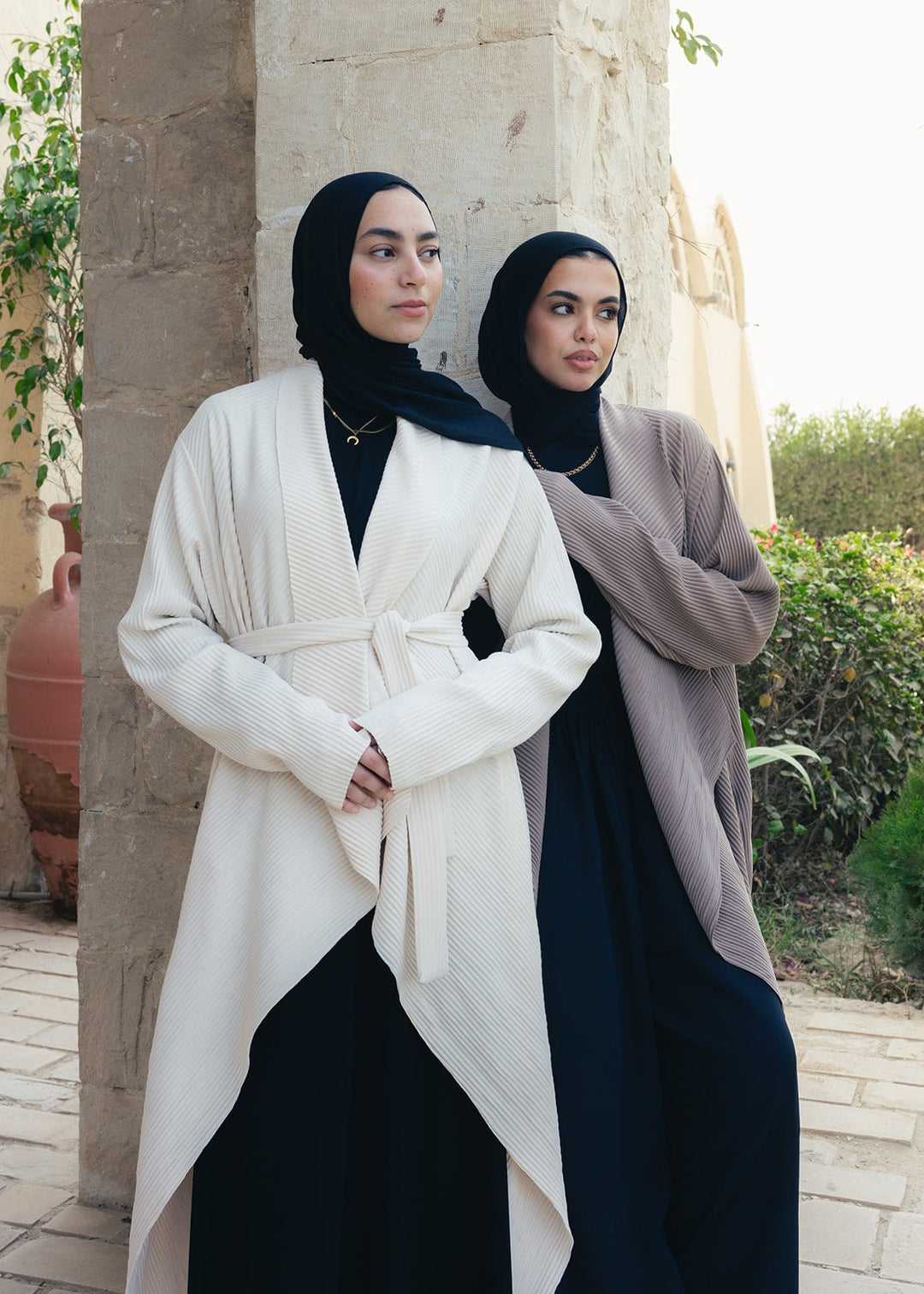 The Pleated Grace Kaftan In Ivory Creme