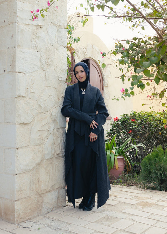 The Pleated Grace kaftan In Charcoal Gray