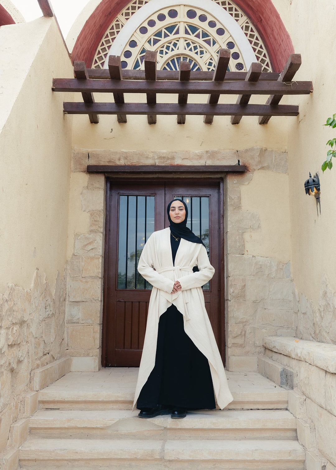 The Pleated Grace Kaftan In Ivory Creme