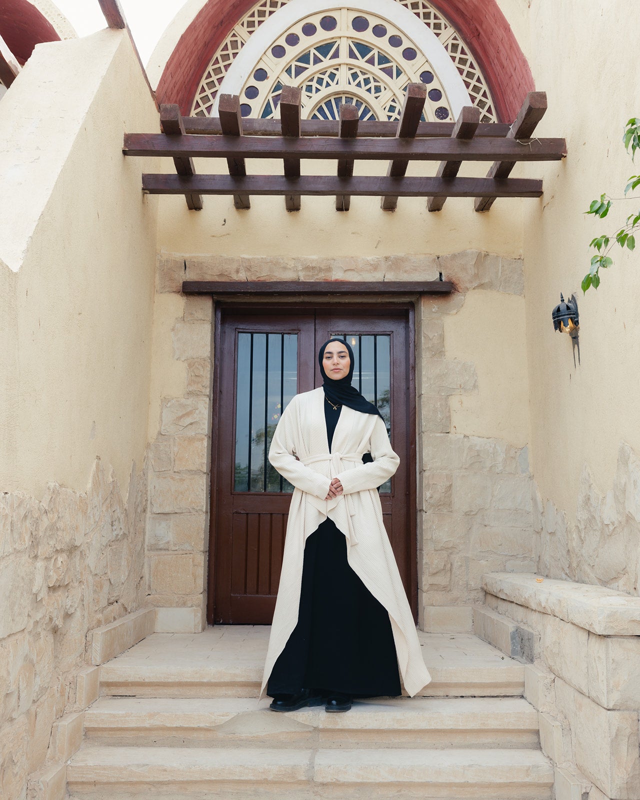 The Pleated Grace Kaftan In Ivory Creme