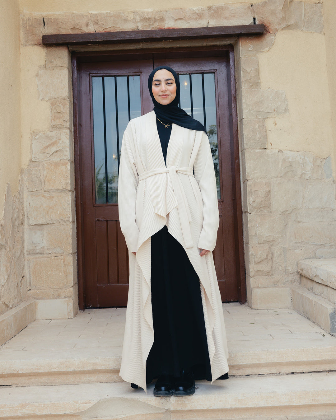 The Pleated Grace Kaftan In Ivory Creme
