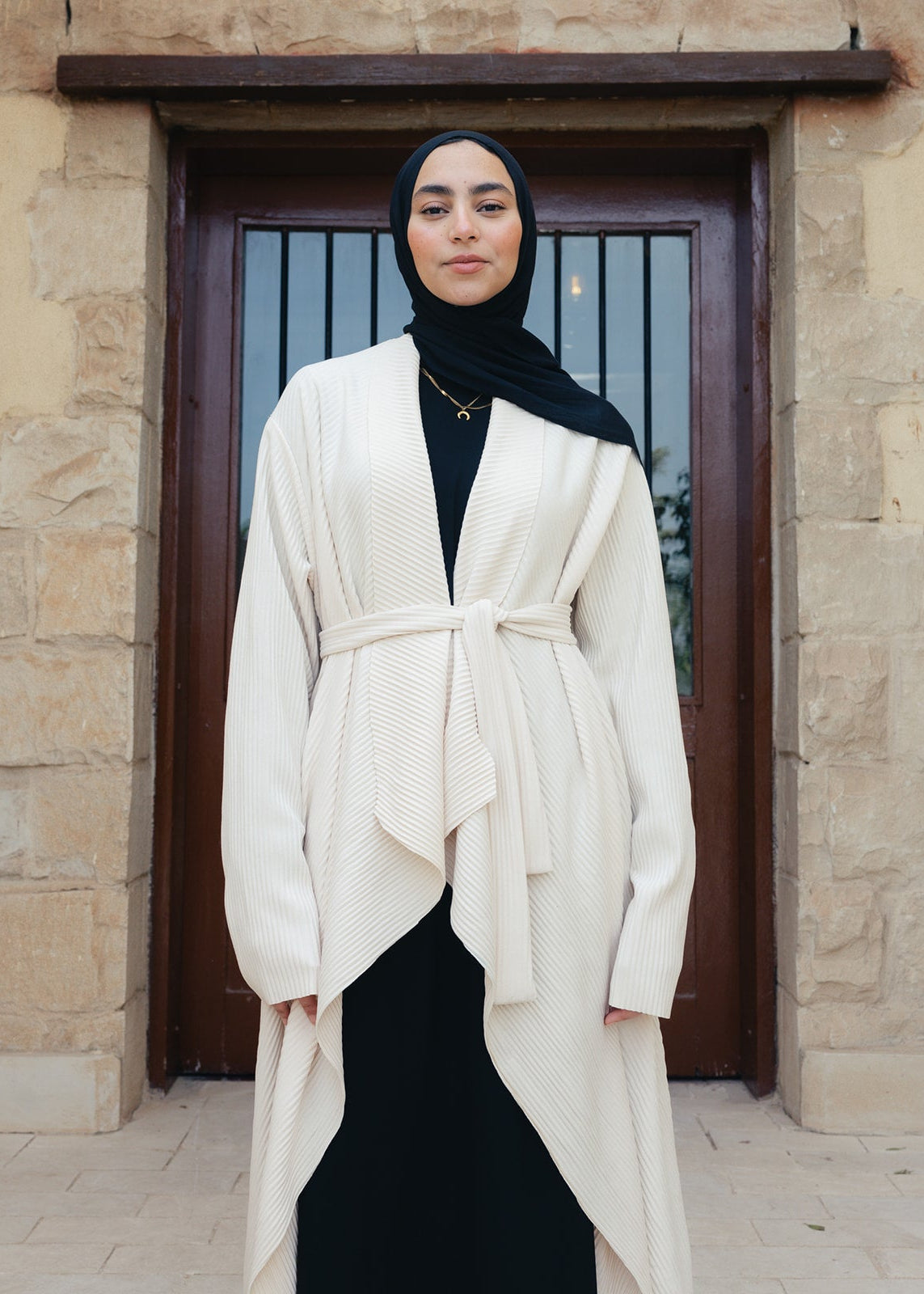 The Pleated Grace Kaftan In Ivory Creme