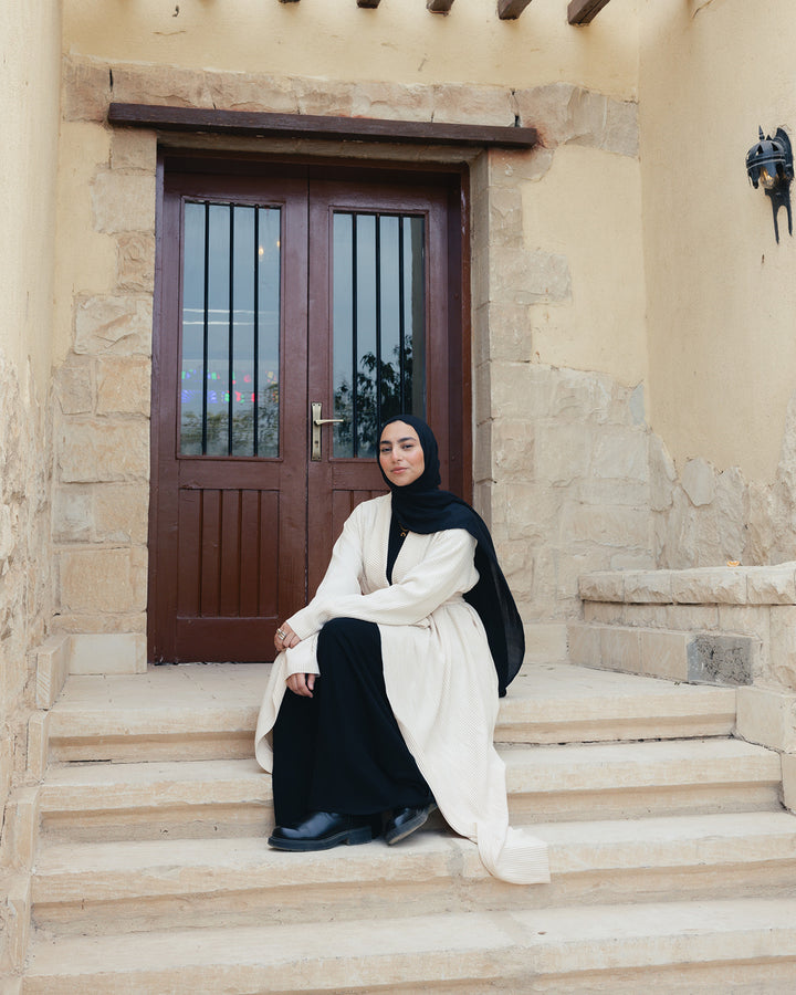 The Pleated Grace Kaftan In Ivory Creme