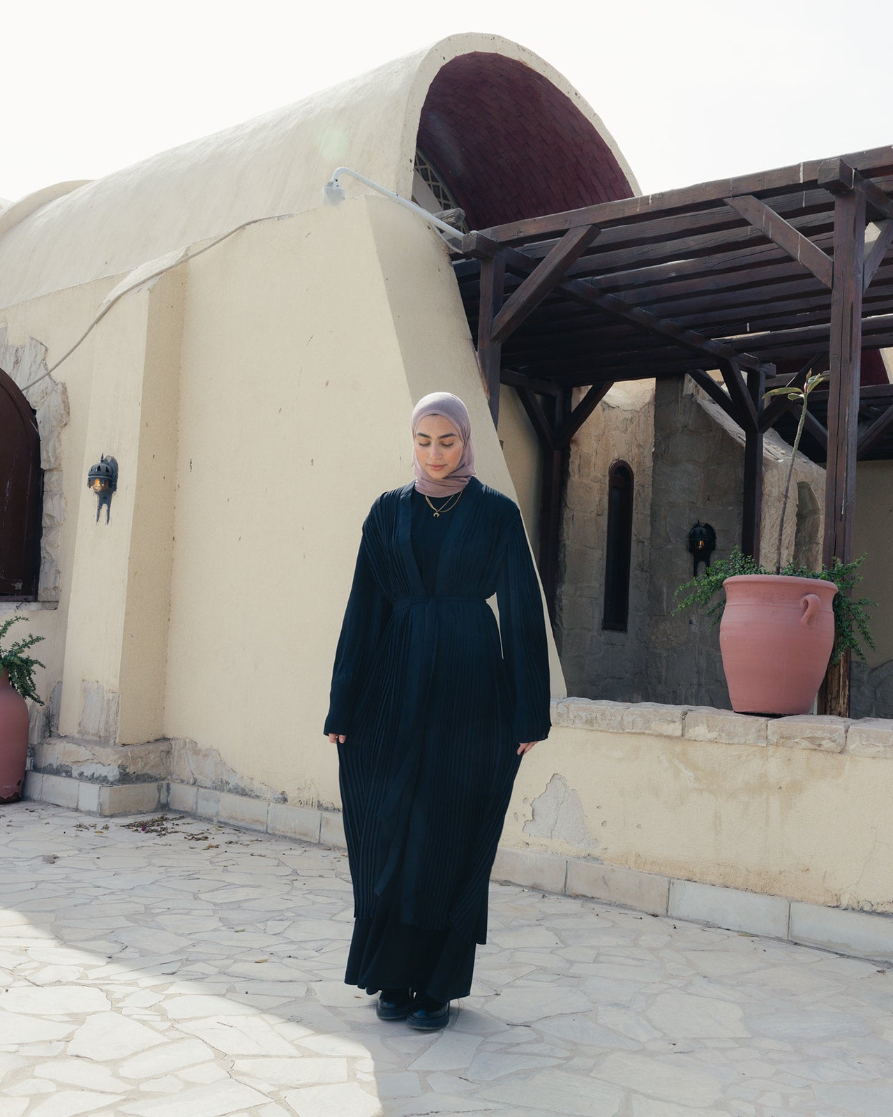 Pleated Kaftan In Black