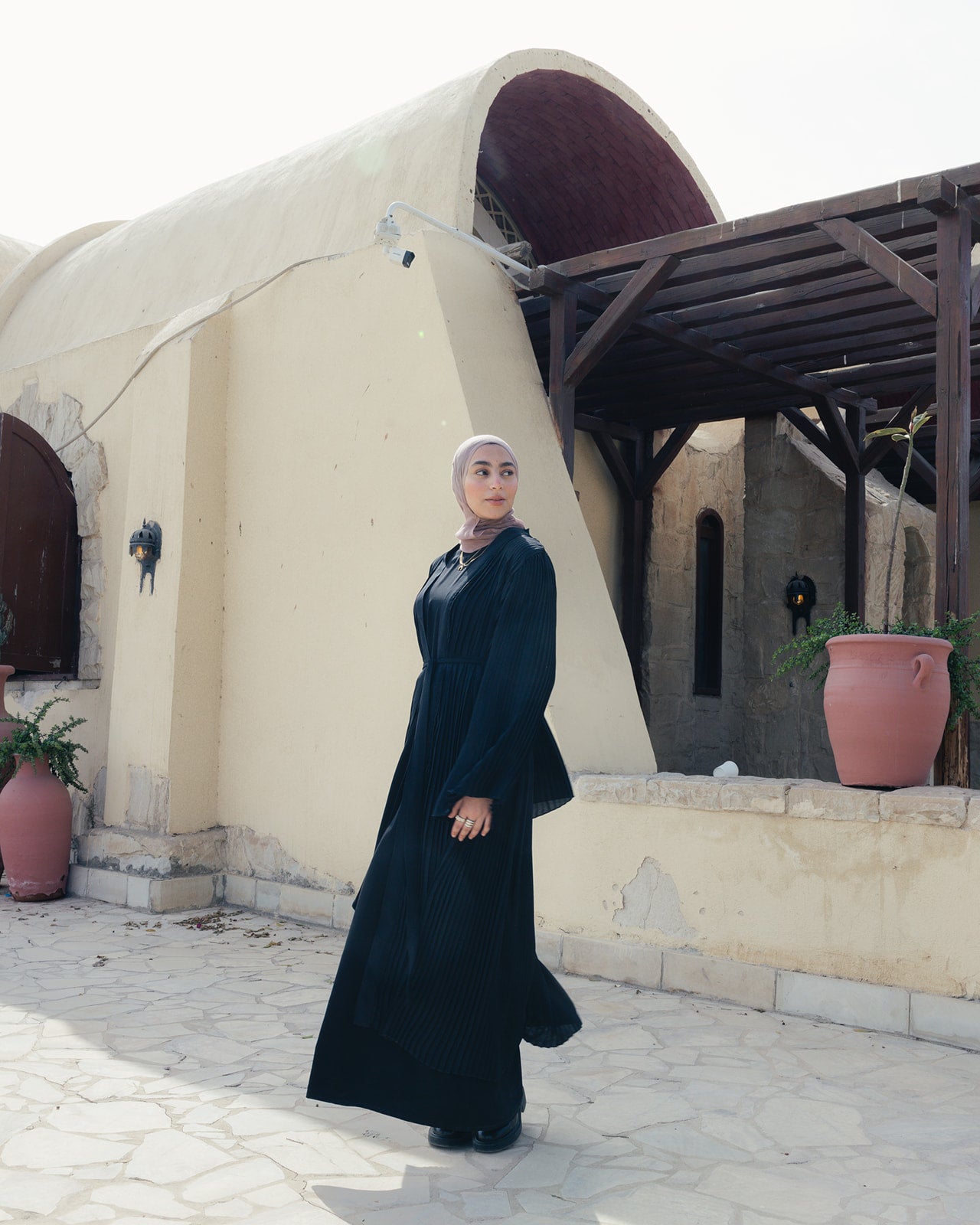 Pleated Kaftan In Black