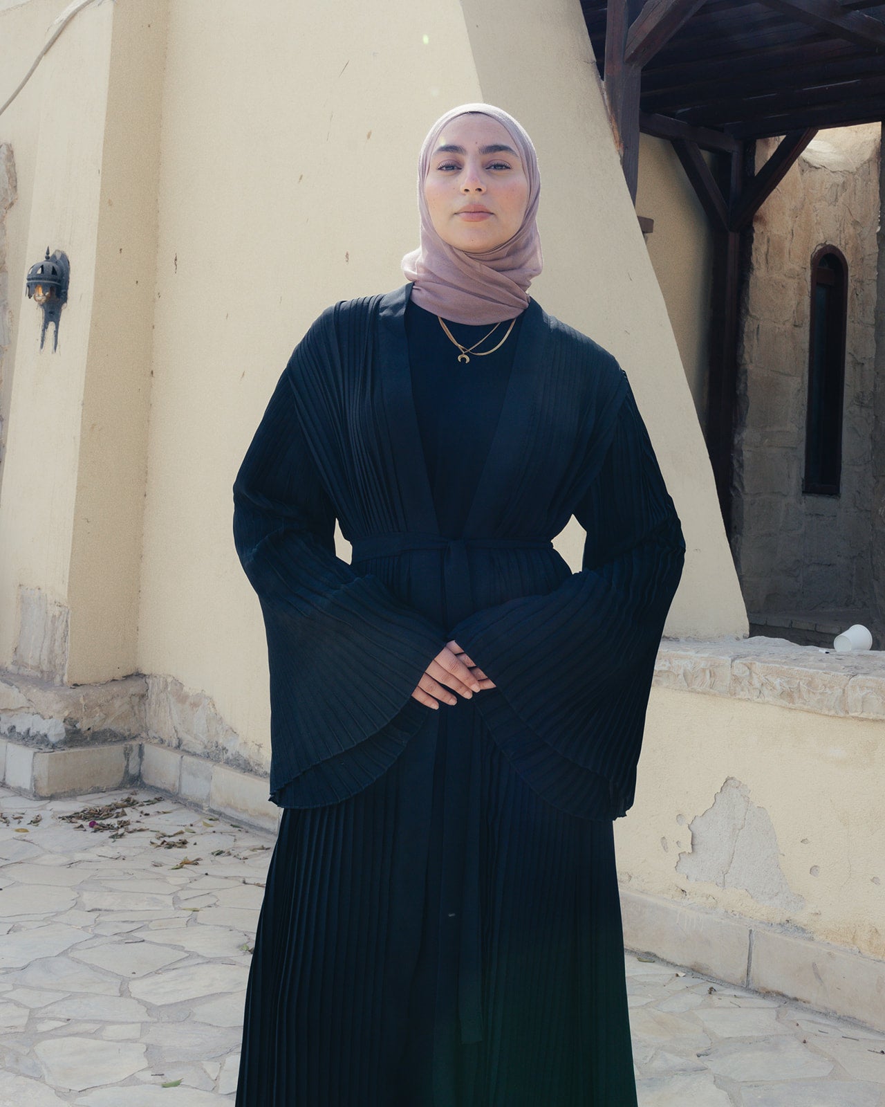 Pleated Kaftan In Black