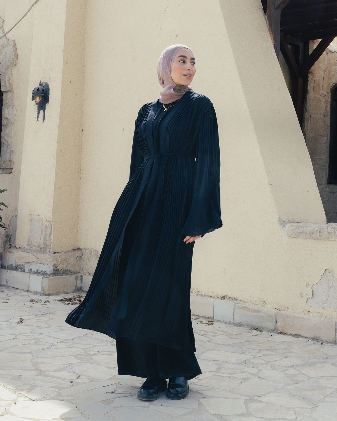 Pleated Kaftan In Black