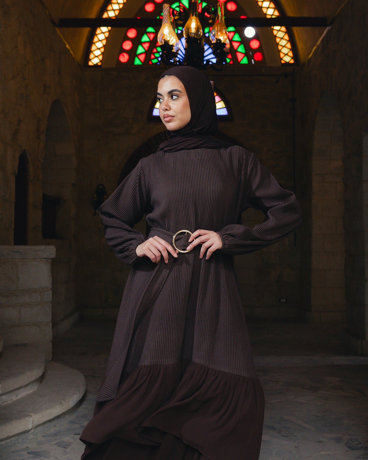 The Layered Serenity Dress in Burnt Brown