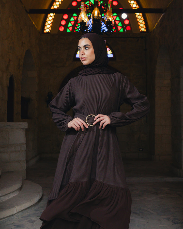 The Layered Serenity Dress in Burnt Brown