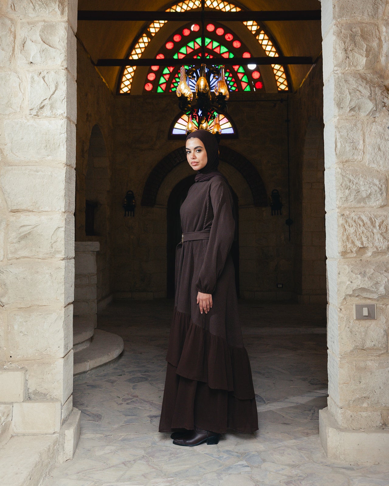 The Layered Serenity Dress in Burnt Brown