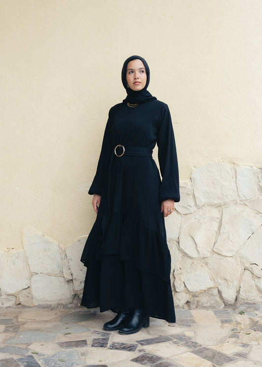 The Layered Serenity Dress in Black