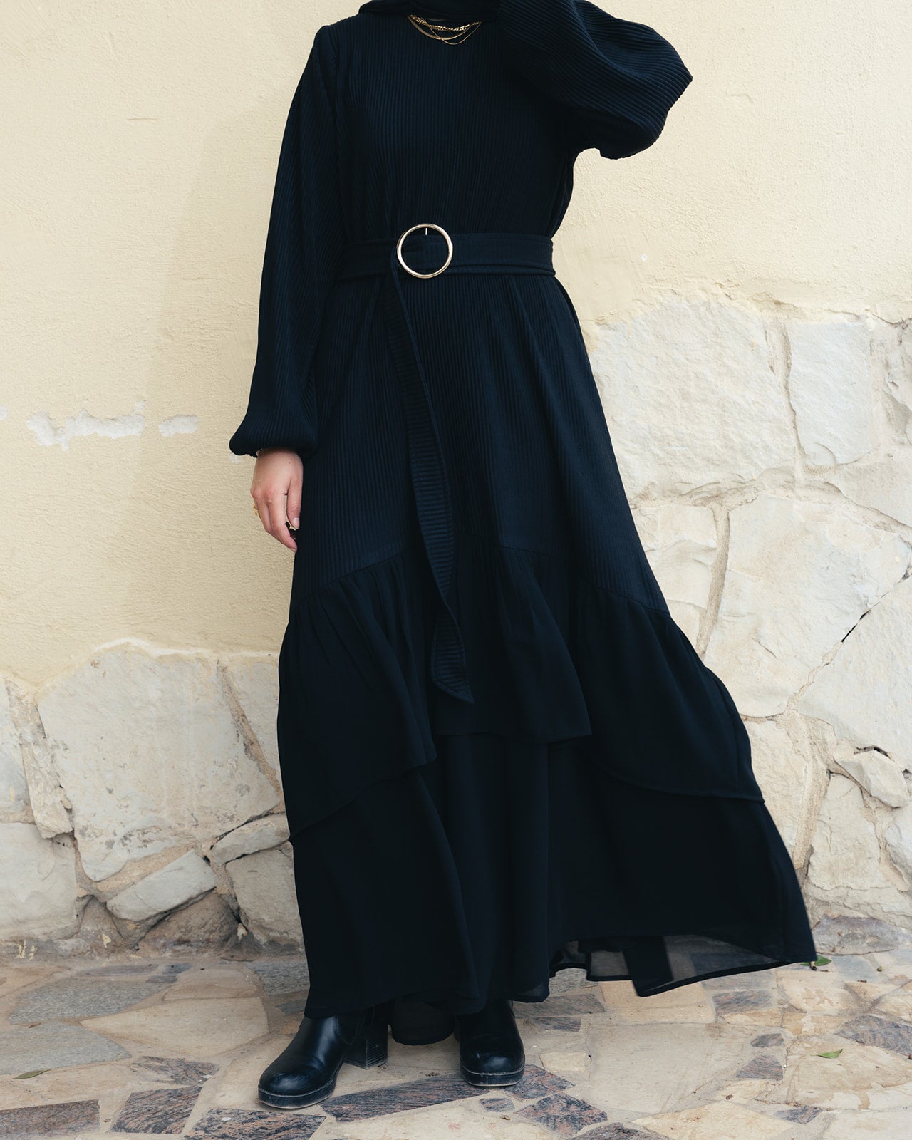 The Layered Serenity Dress in Black