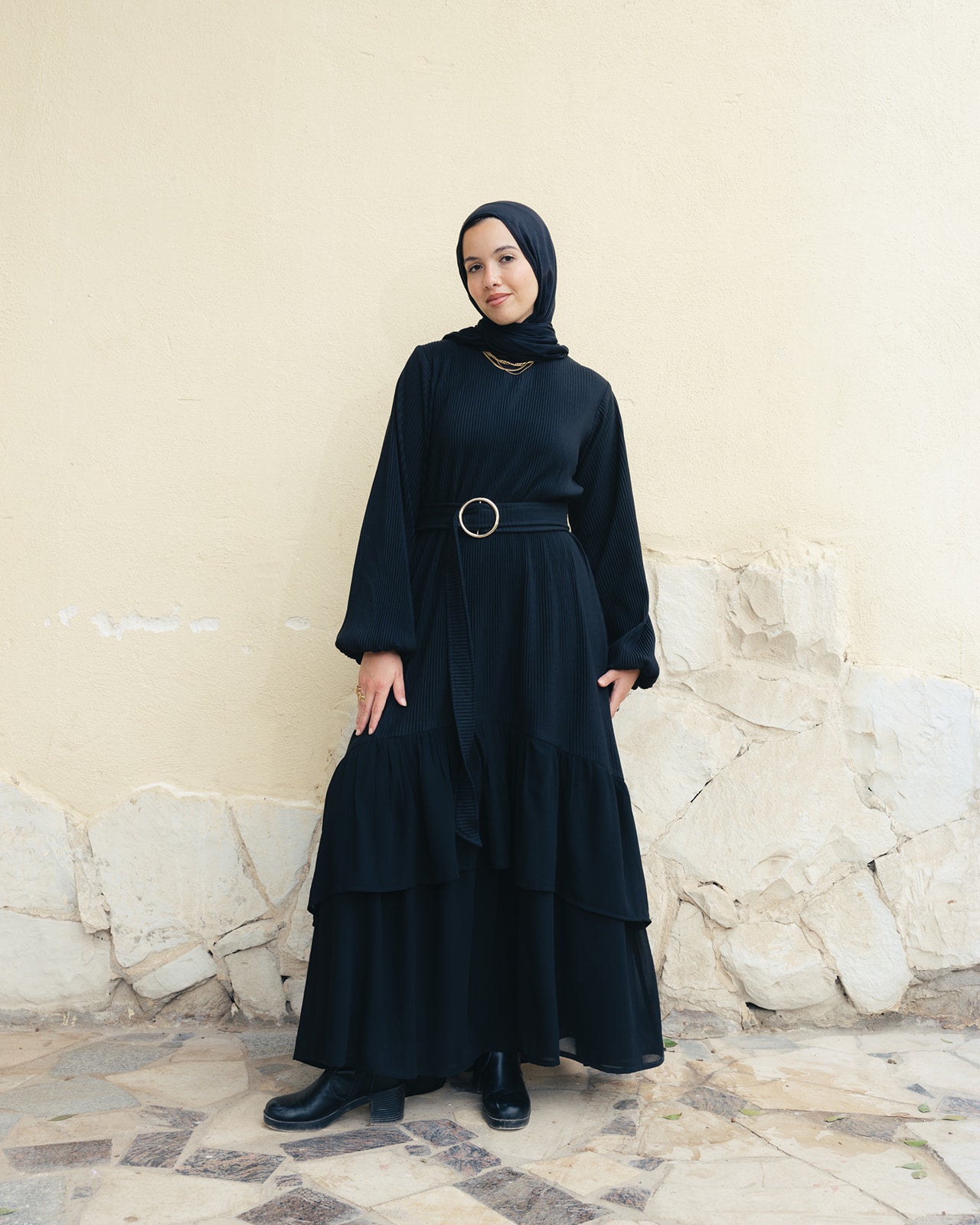 The Layered Serenity Dress in Black