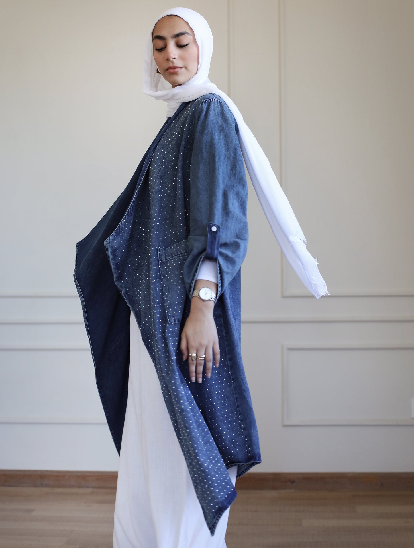 Studded Denim Cardigan