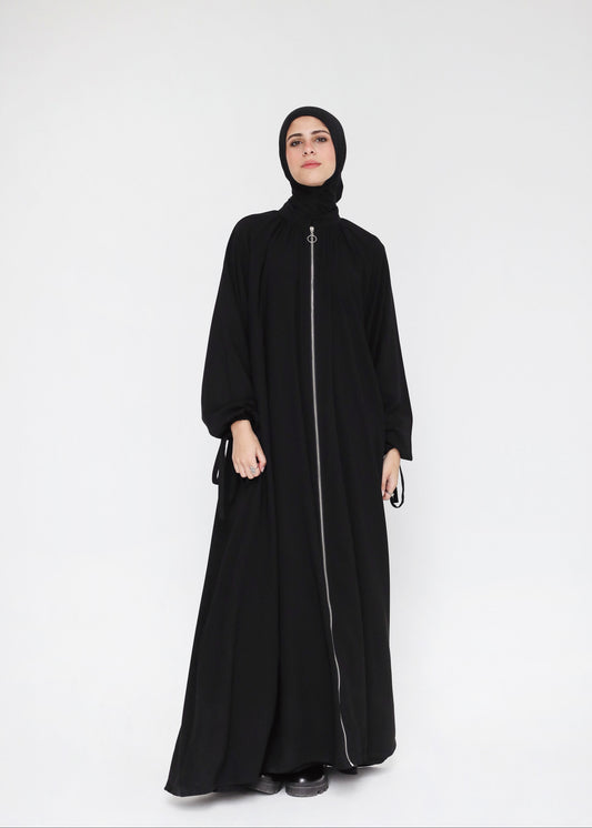 Full Zipper Gather Abaya