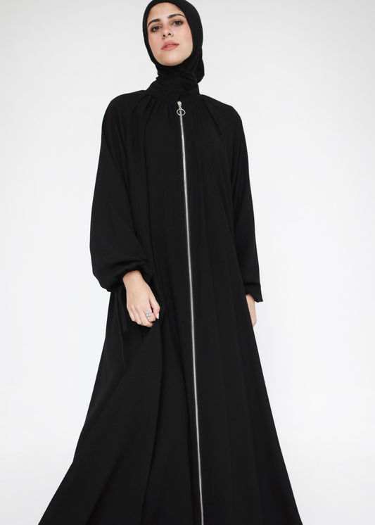Full Zipper Gather Abaya