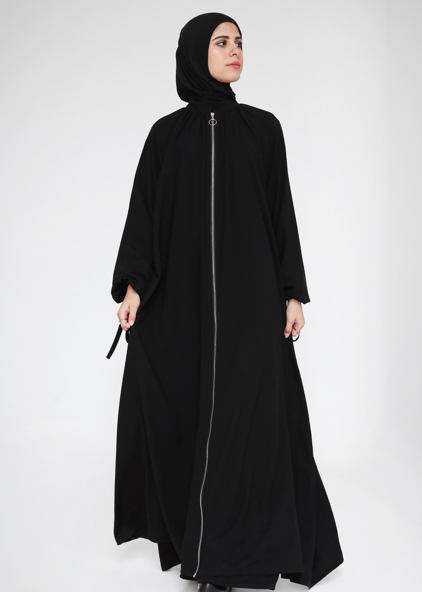 Full Zipper Gather Abaya