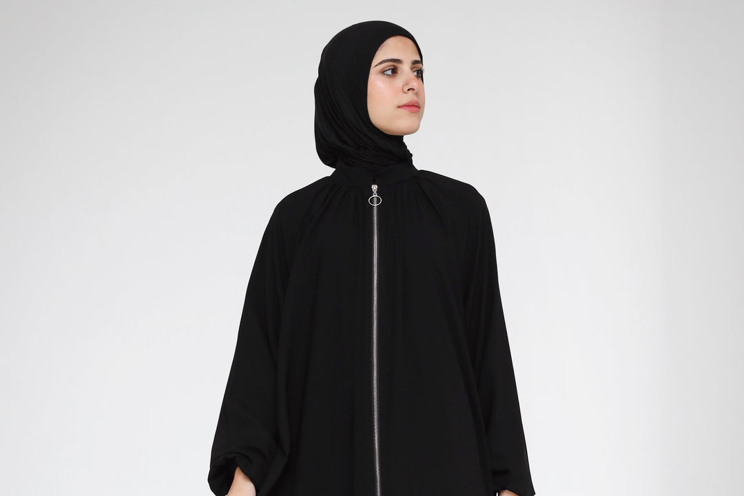 Full Zipper Gather Abaya