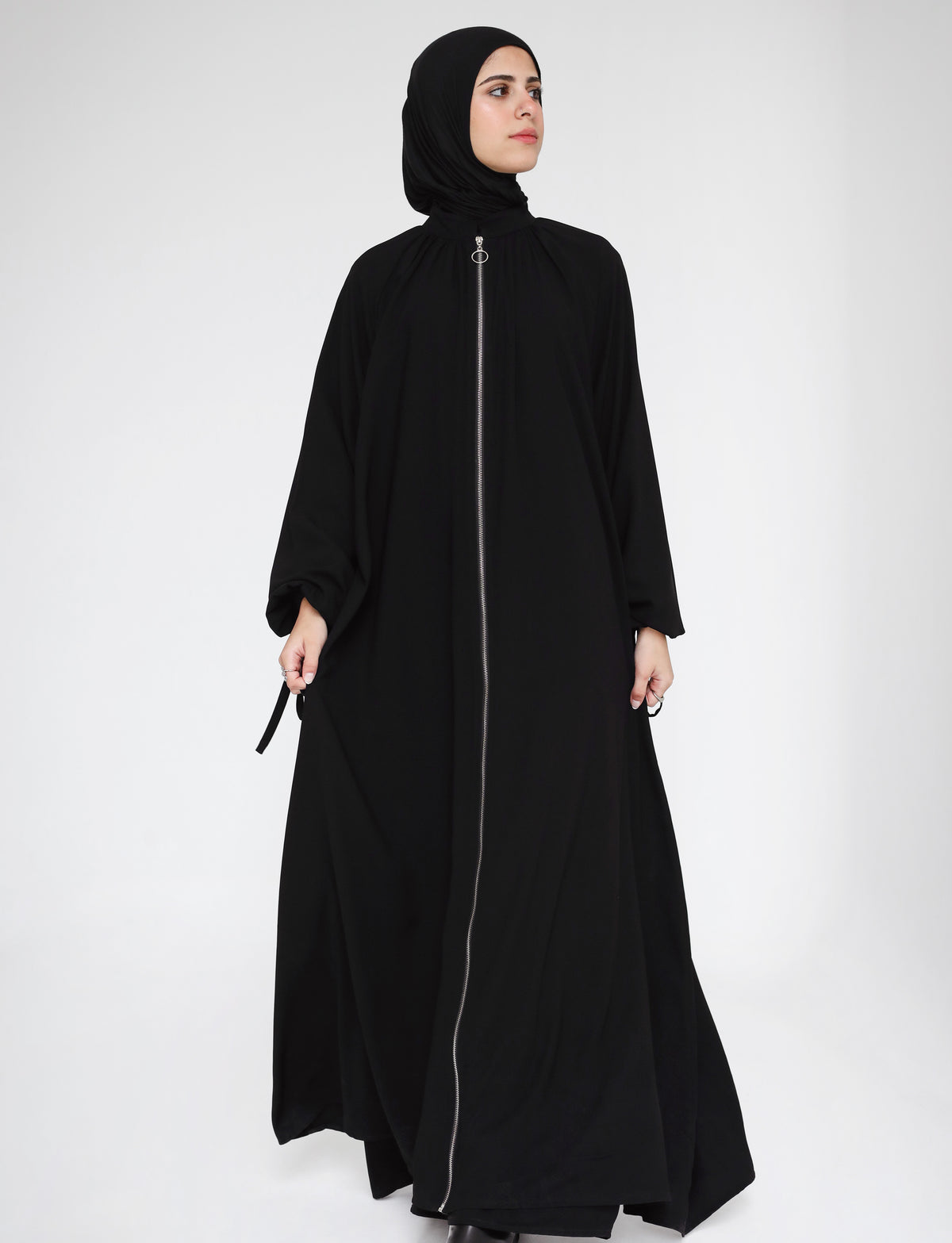 Full Zipper Gather Abaya